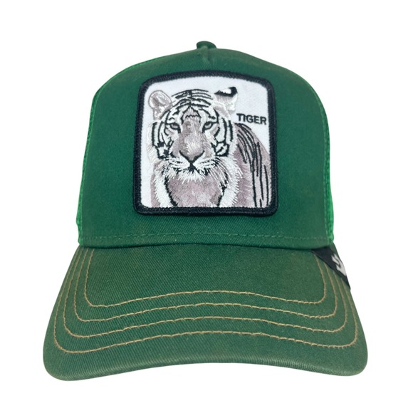 Goorin Bros Green The White‎ Tiger Adjustable Snapback Mesh Back Trucker Hat - Picture 1 of 10